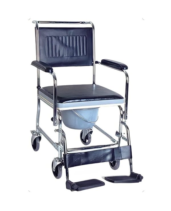 Portable Shower Toilet Transfer Commode With Foldable Wheelchair