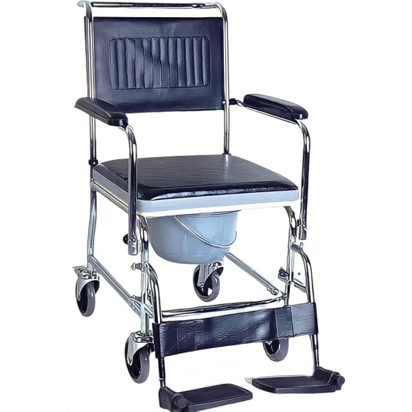 Portable Shower Toilet Transfer Commode With Foldable Wheelchair