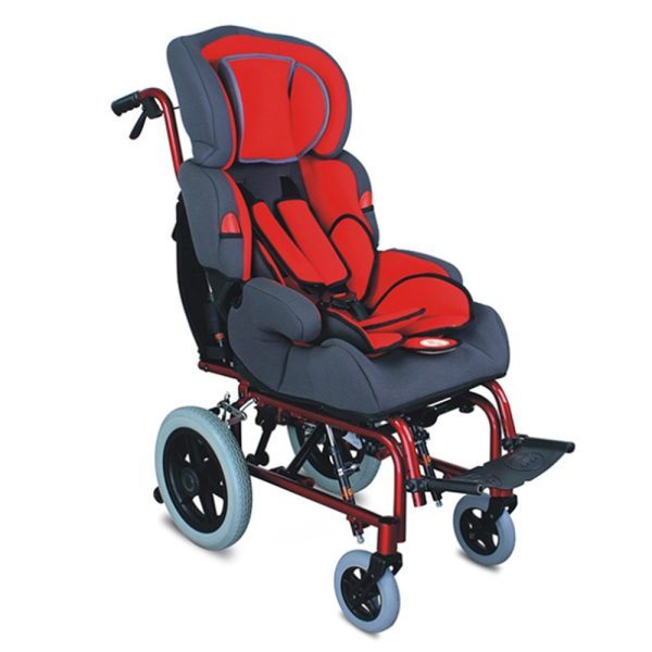 Red Ultralight Aluminum Pediatric Wheelchair