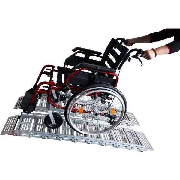 Wheelchair on Aluminum Wheelchair Ramp – LY 12